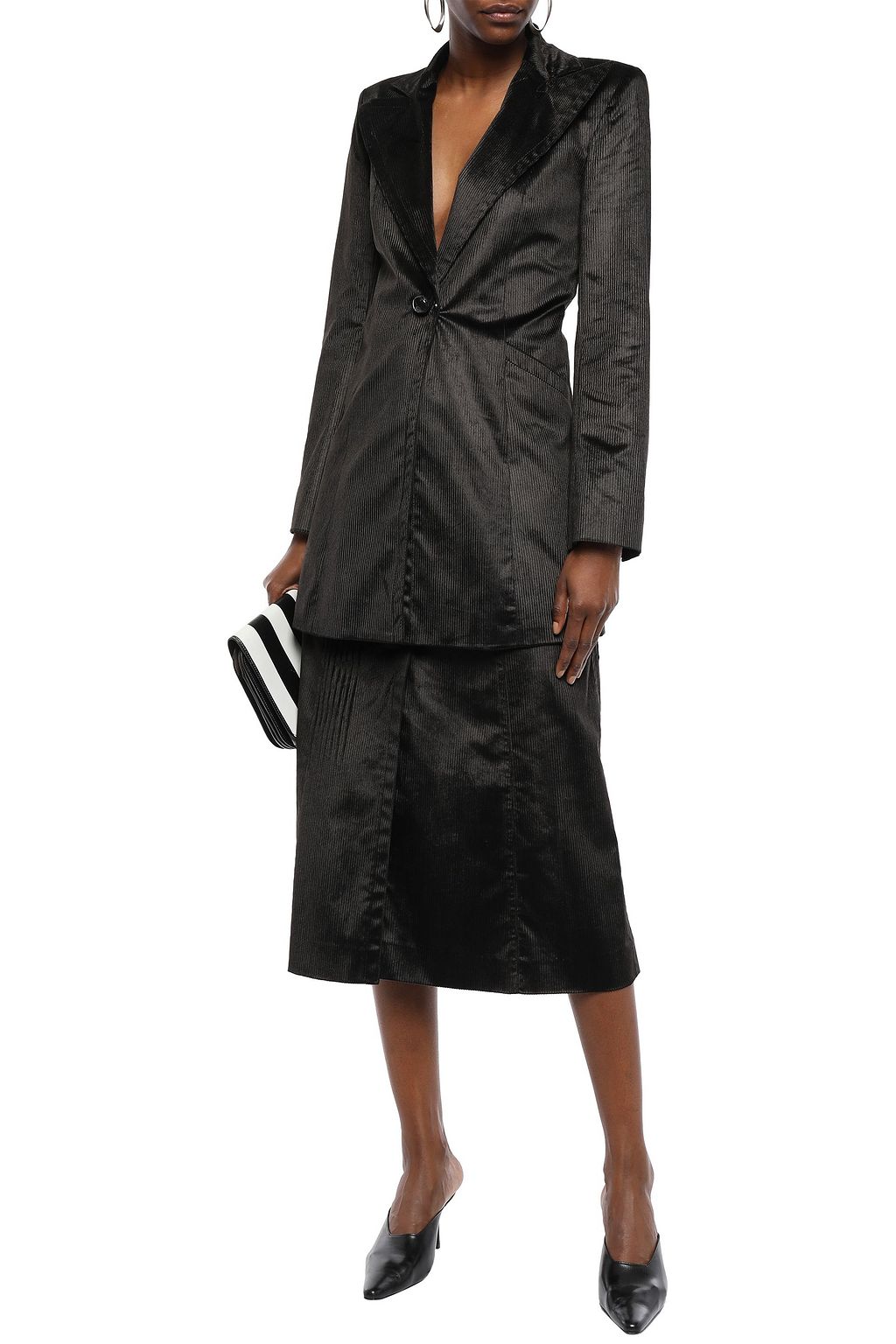 NINA RICCI Cotton-blend corduroy midi skirt