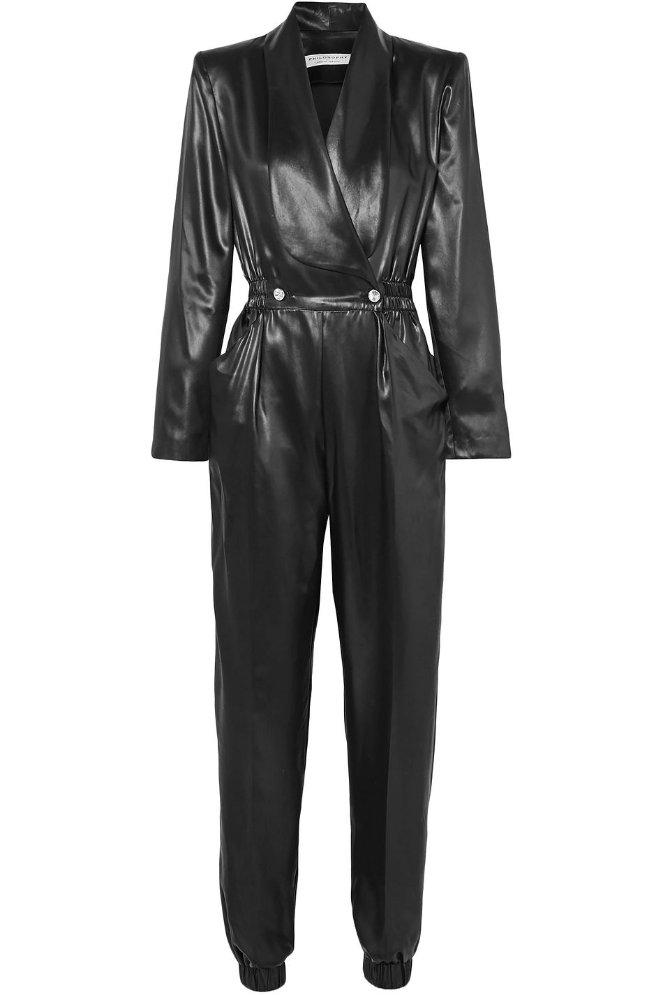 black pleather jumpsuit