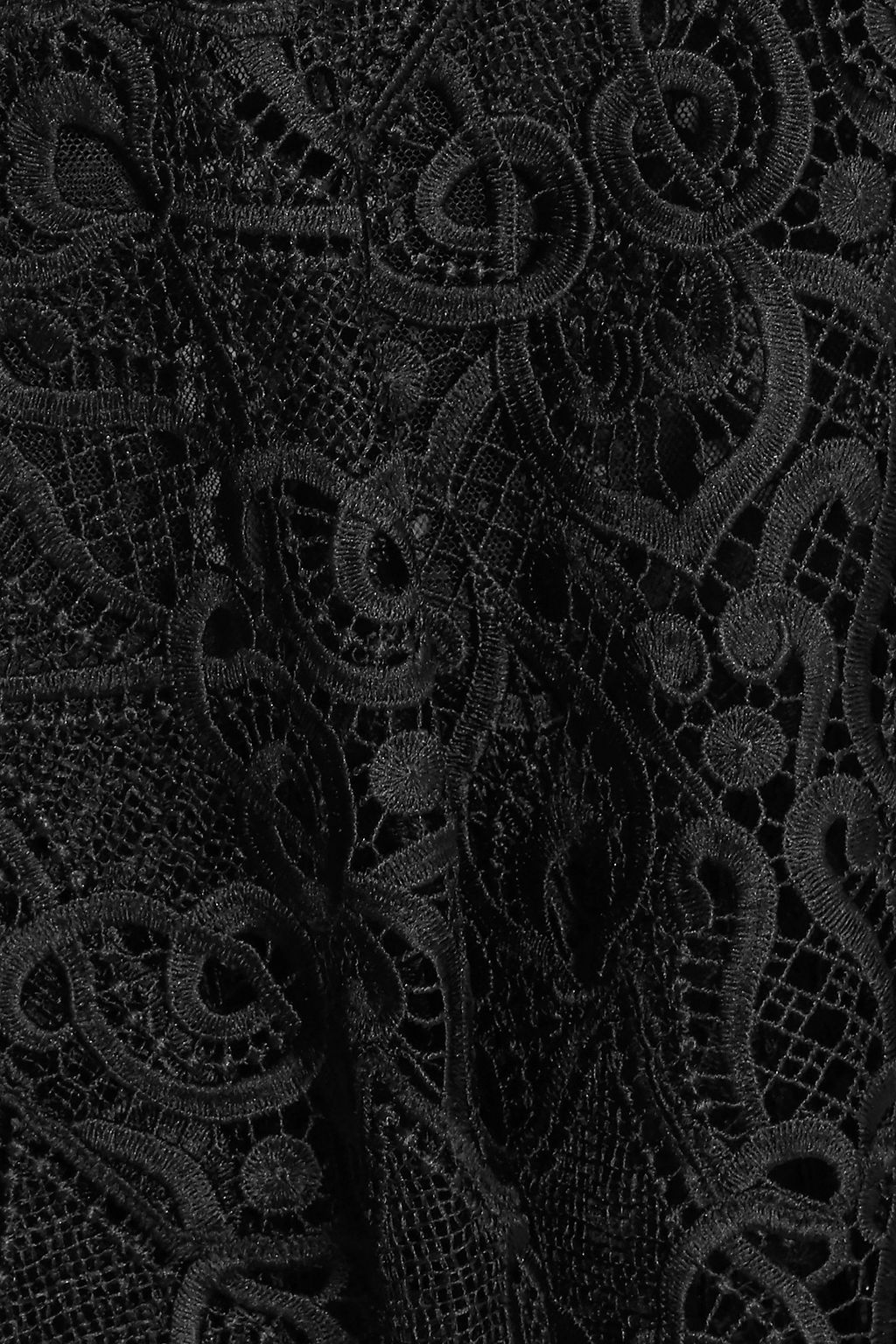 SIMKHAI Tiered macramé lace-paneled  cady midi dress