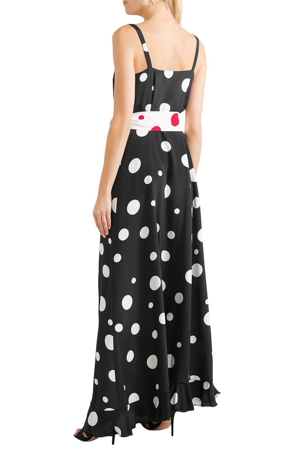 RACIL Ruffled polka-dot silk crepe de chine maxi wrap dress