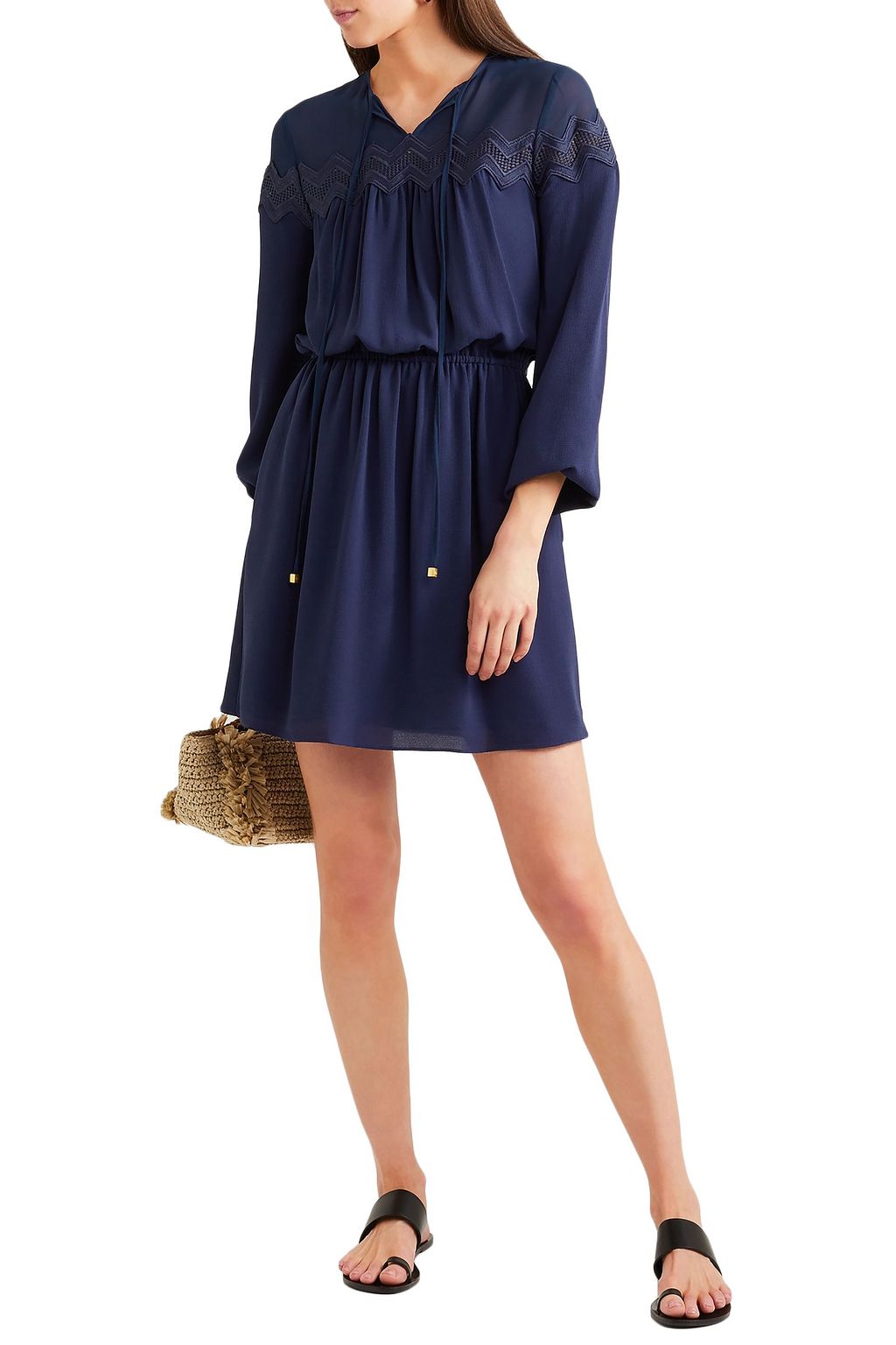MICHAEL MICHAEL KORS Lace-trimmed crepe mini dress