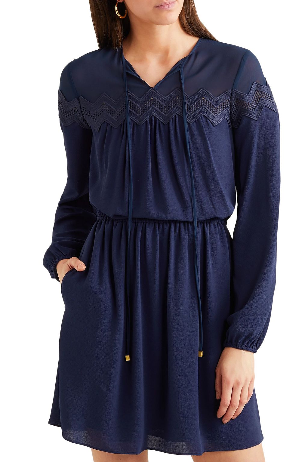 MICHAEL MICHAEL KORS Lace-trimmed crepe mini dress