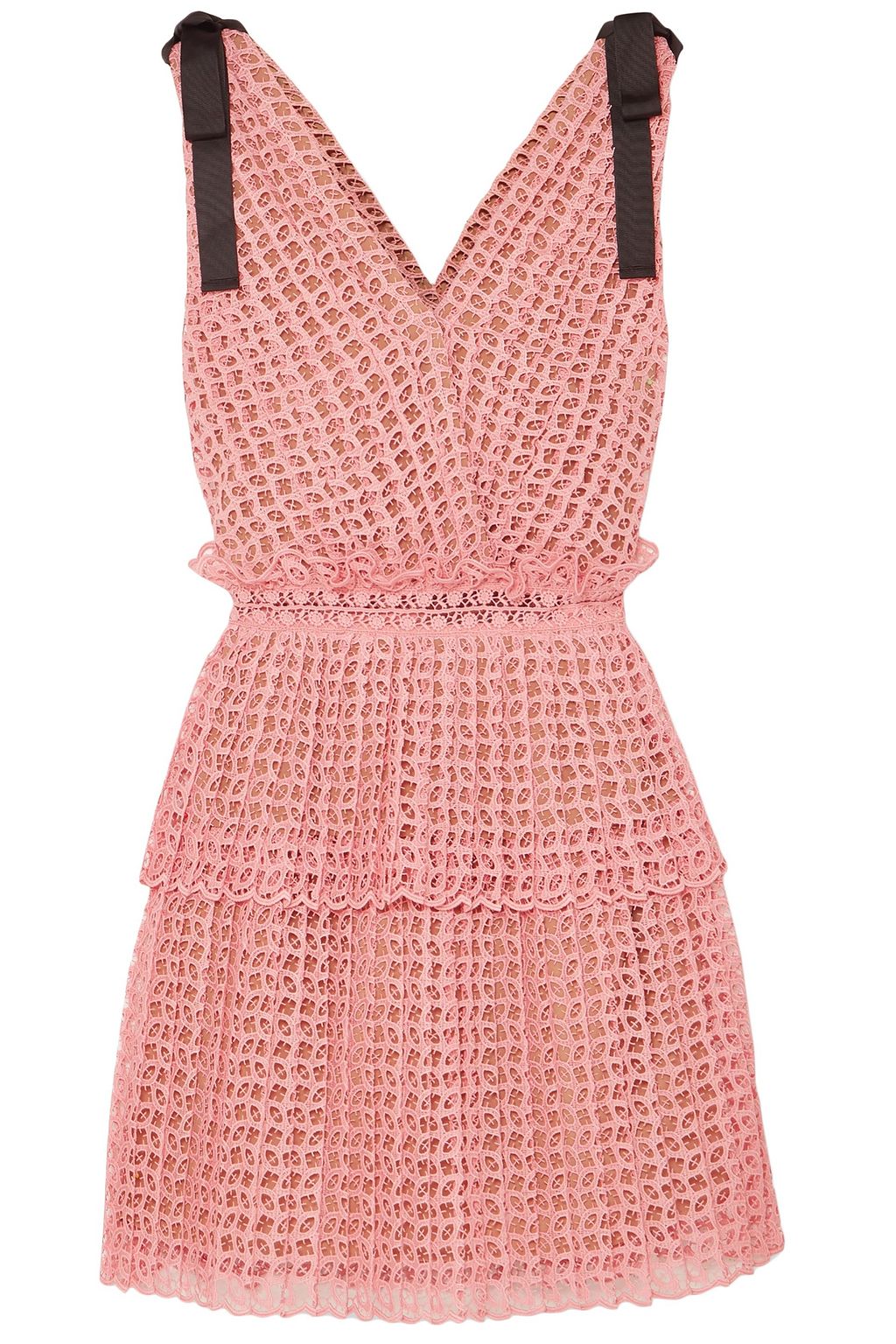 self portrait pink lace mini dress