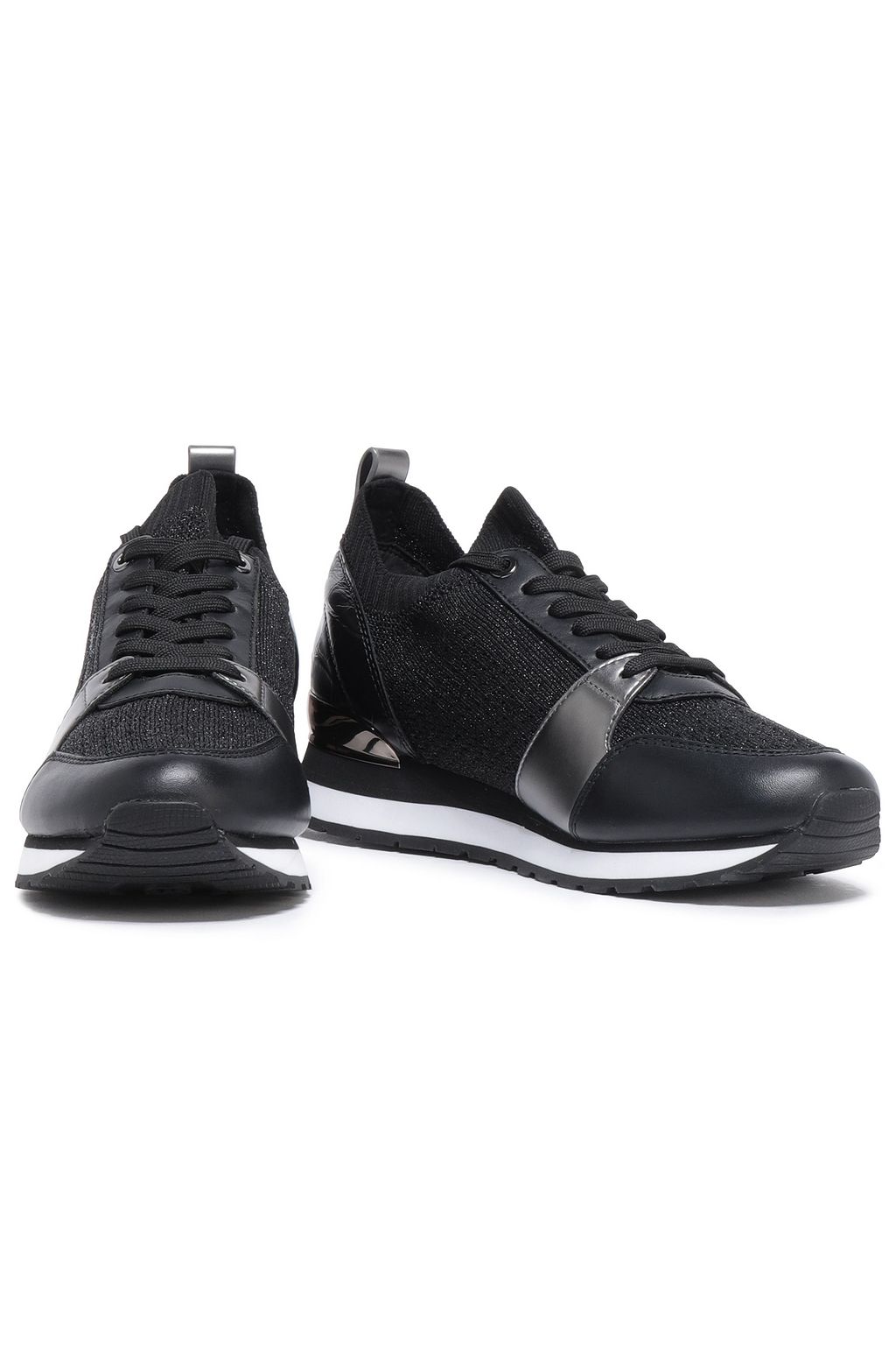 MICHAEL MICHAEL KORS Billie leather-trimmed stretch-knit sneakers