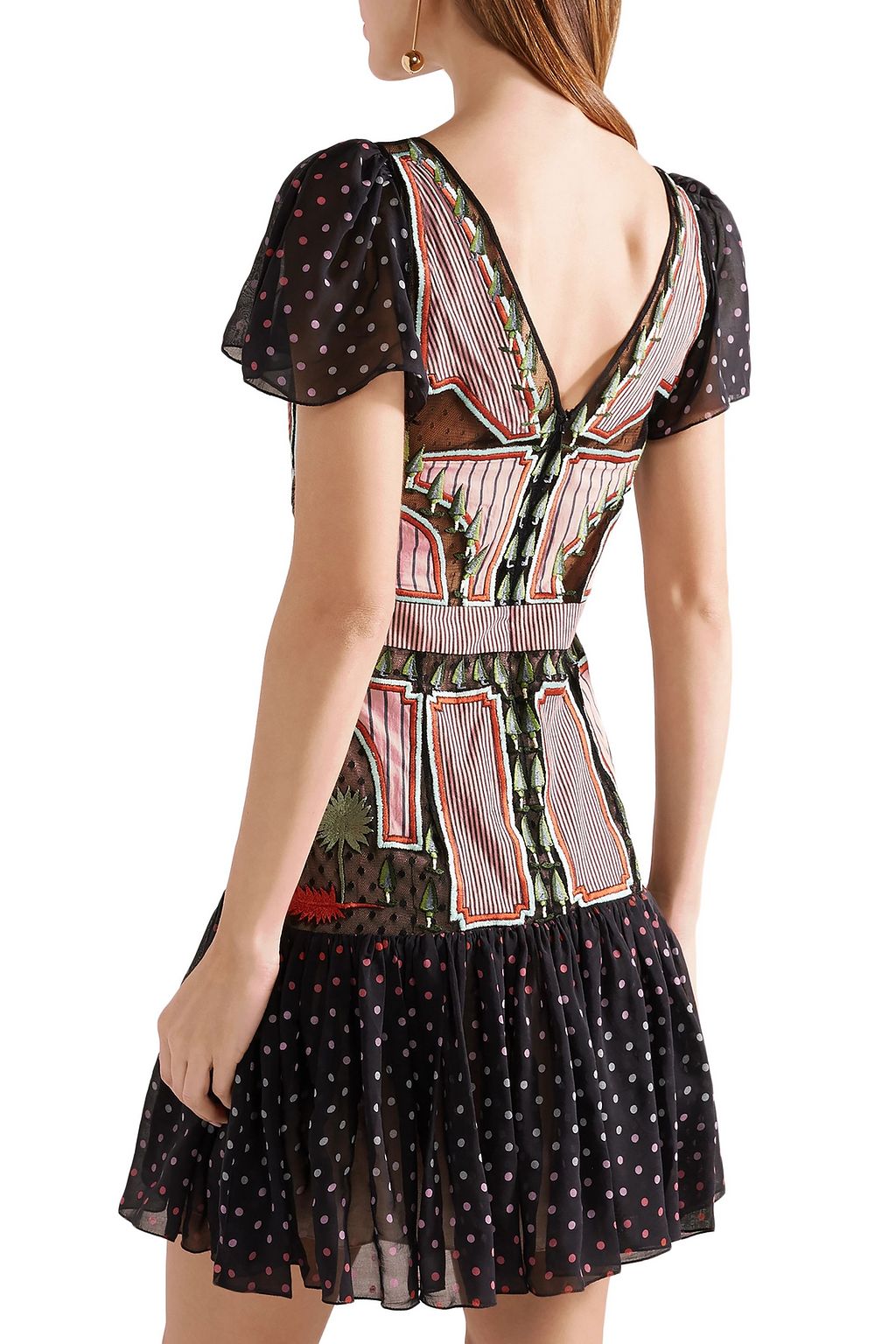 TEMPERLEY LONDON Bourgeois silk chiffon-paneled embroidered point d'esprit mini dress