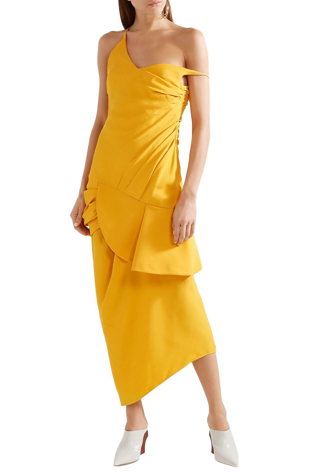 JACQUEMUS La Robe Sol off-the-shoulder ruffled canvas midi dress