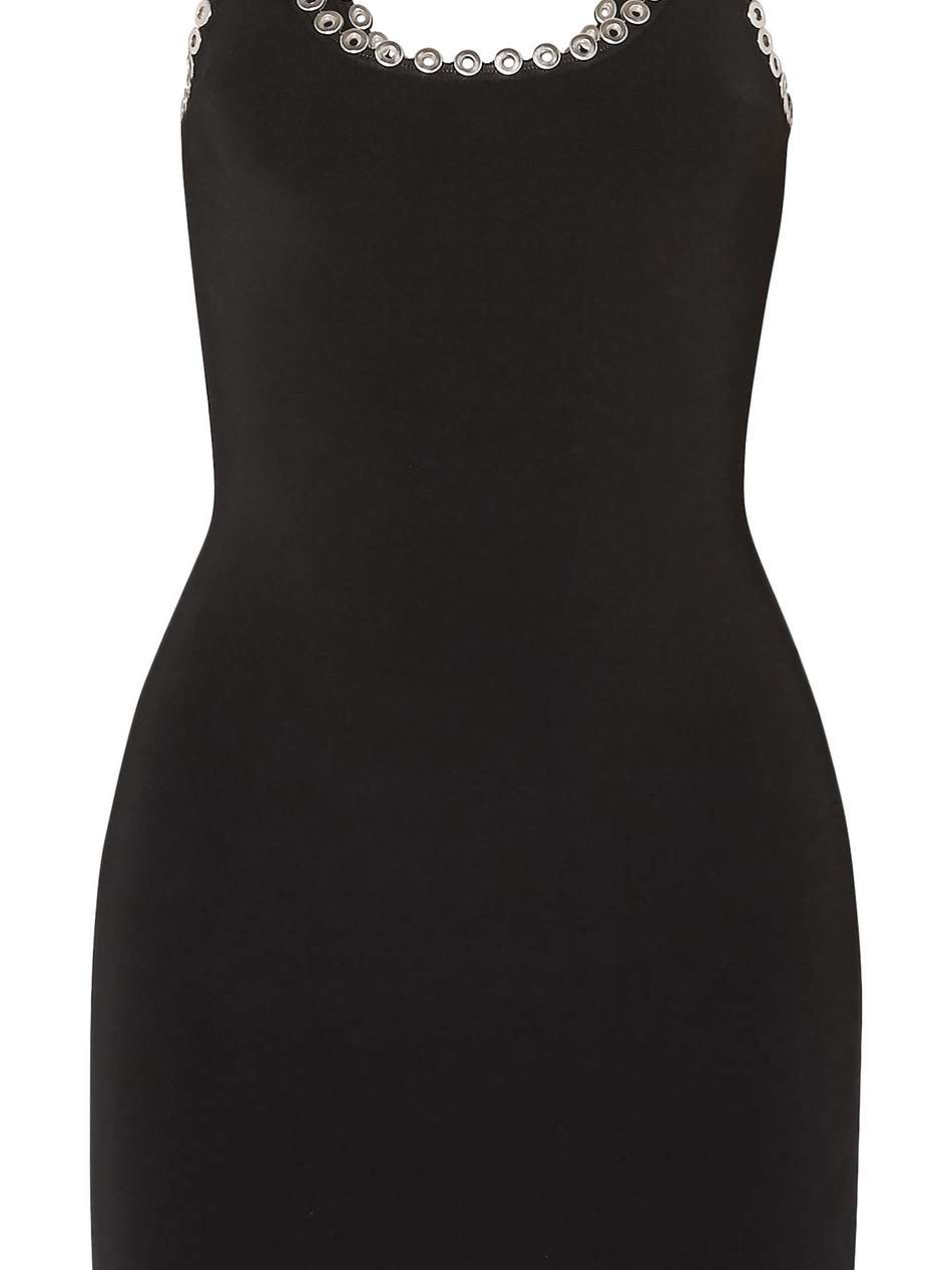 eyelet-embellished stretch-knit mini dress