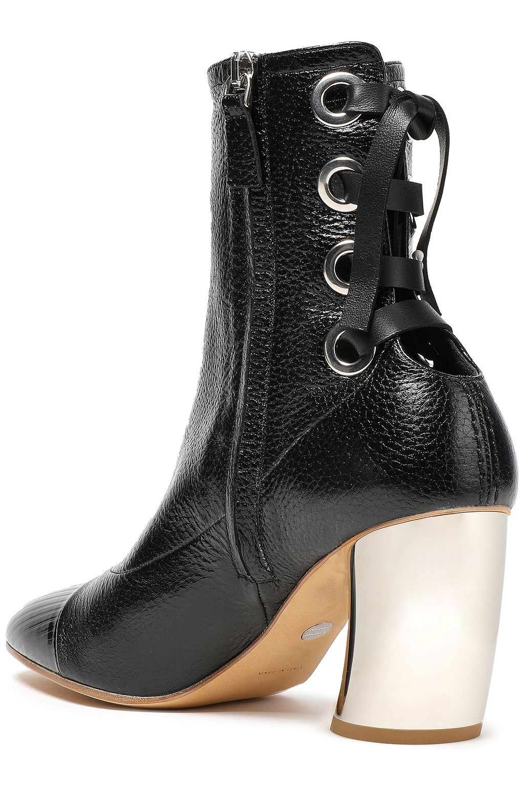 PROENZA SCHOULER Lace-up patent and textured-leather ankle boots