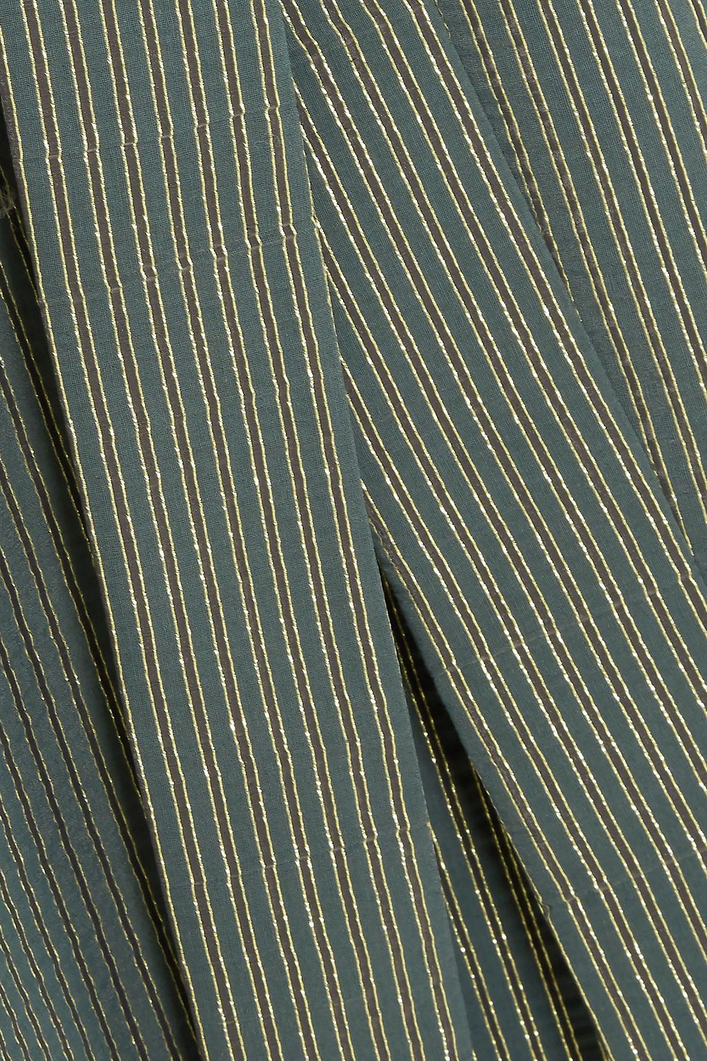 CEFINN Belted metallic striped cotton-blend voile dress