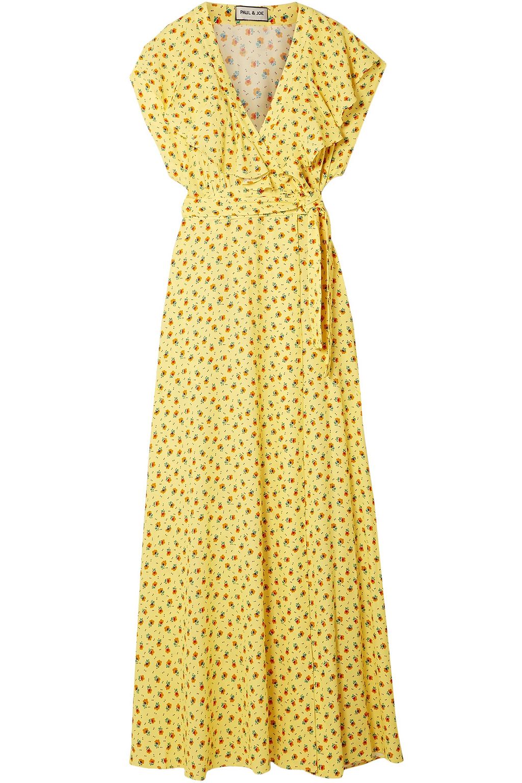 yellow wrap maxi dress