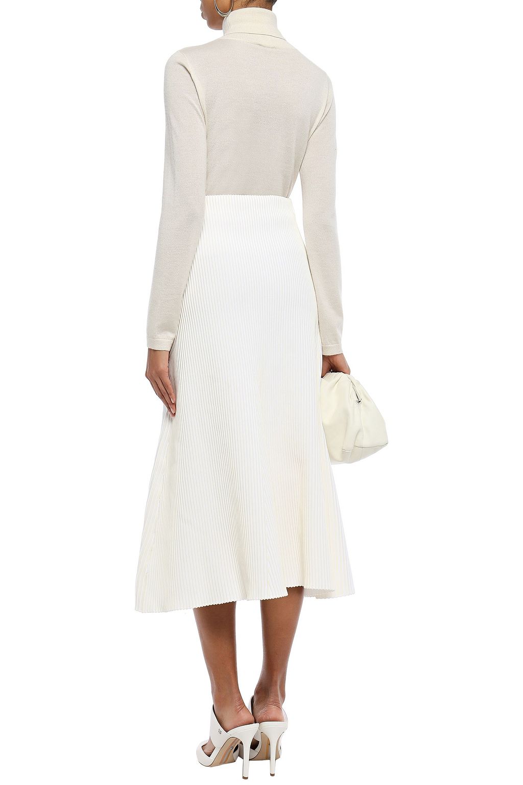 TIBI Flared ribbed-knit midi skirt