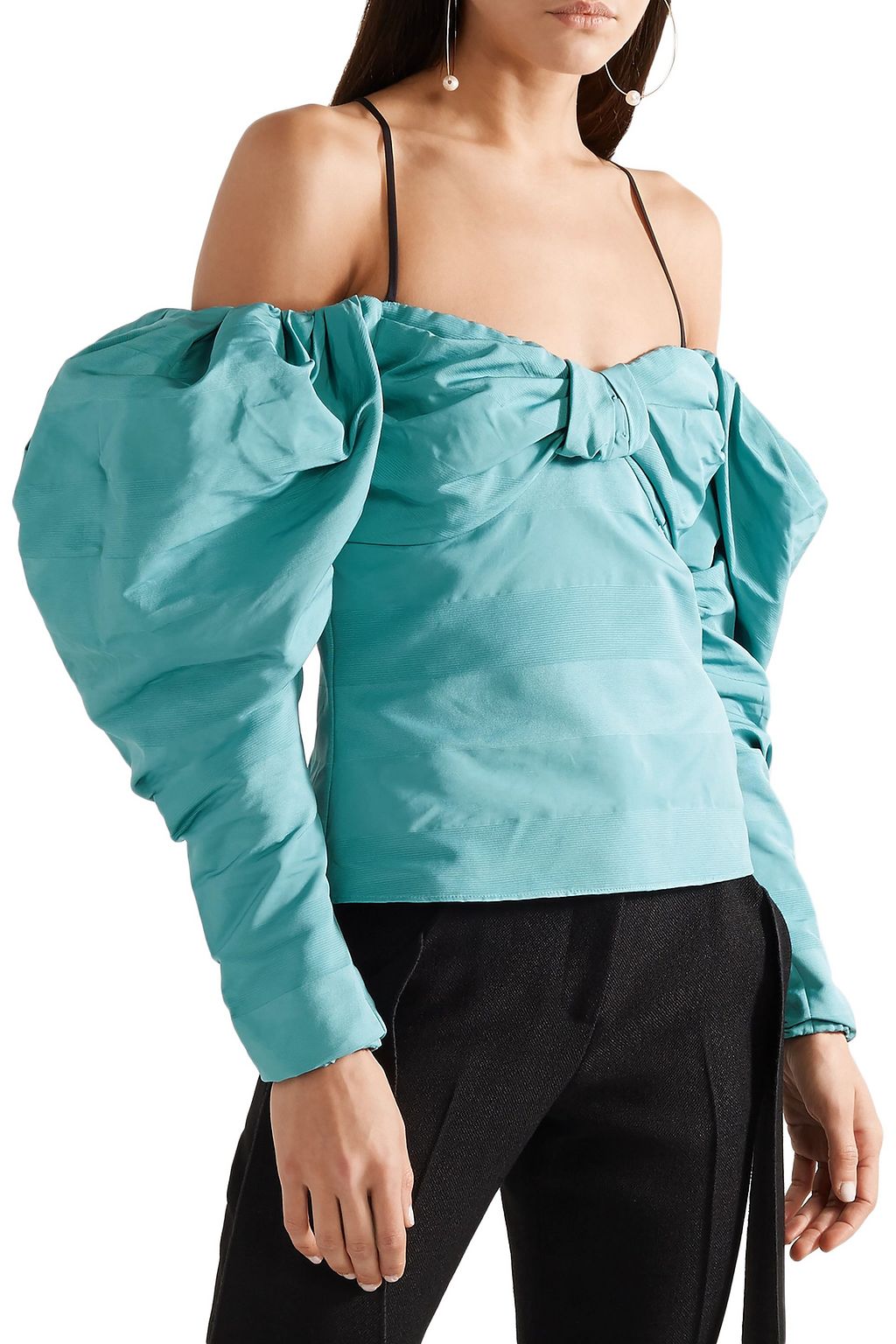 HELLESSY Lauren off-the-shoulder cotton-blend faille top