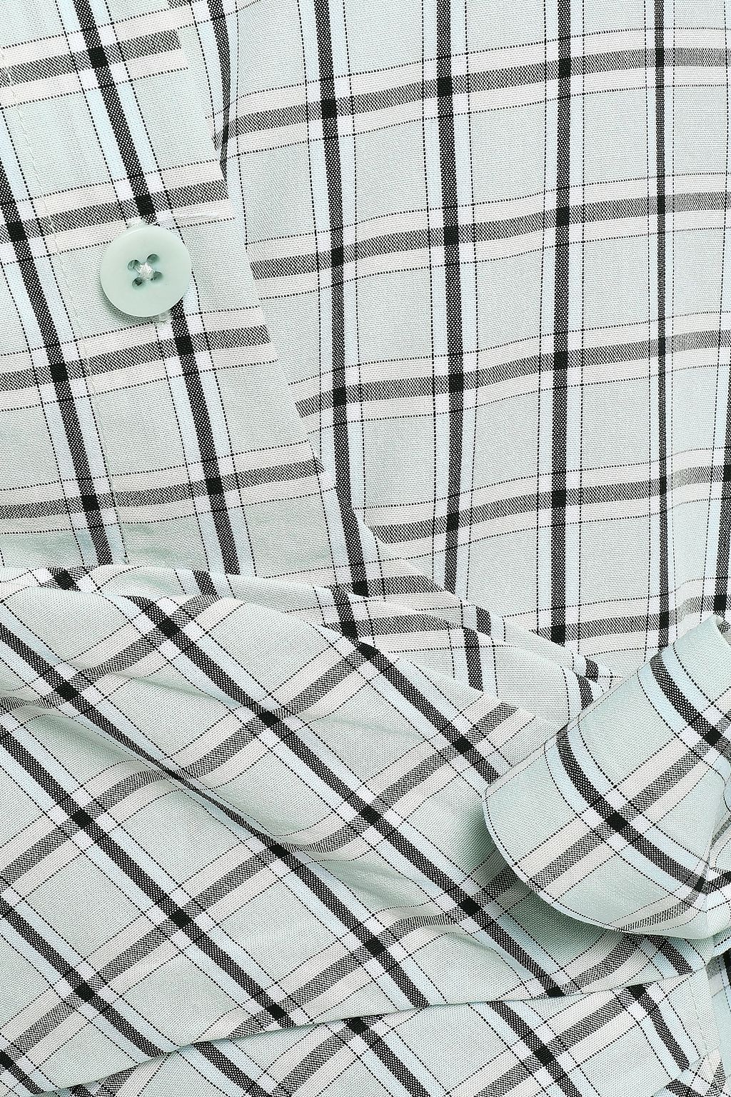 TIBI Cutout checked poplin midi wrap dress
