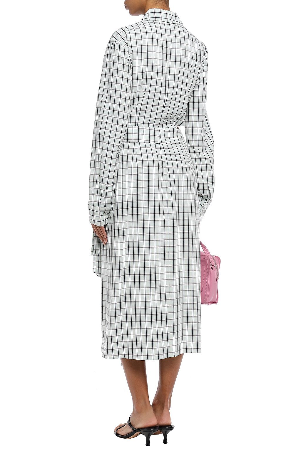 TIBI Cutout checked poplin midi wrap dress