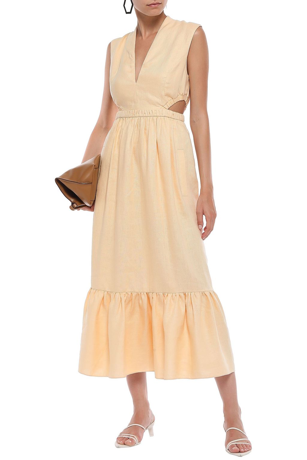 TIBI Cutout linen midi dress