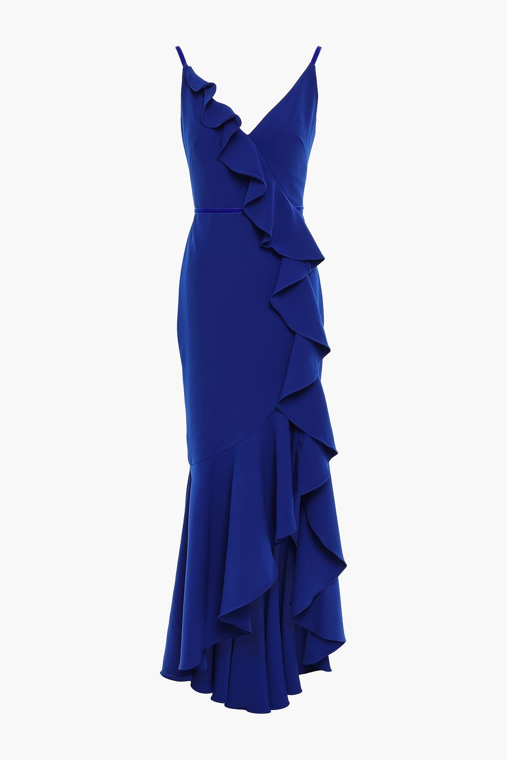 marchesa notte royal blue ruffle gown