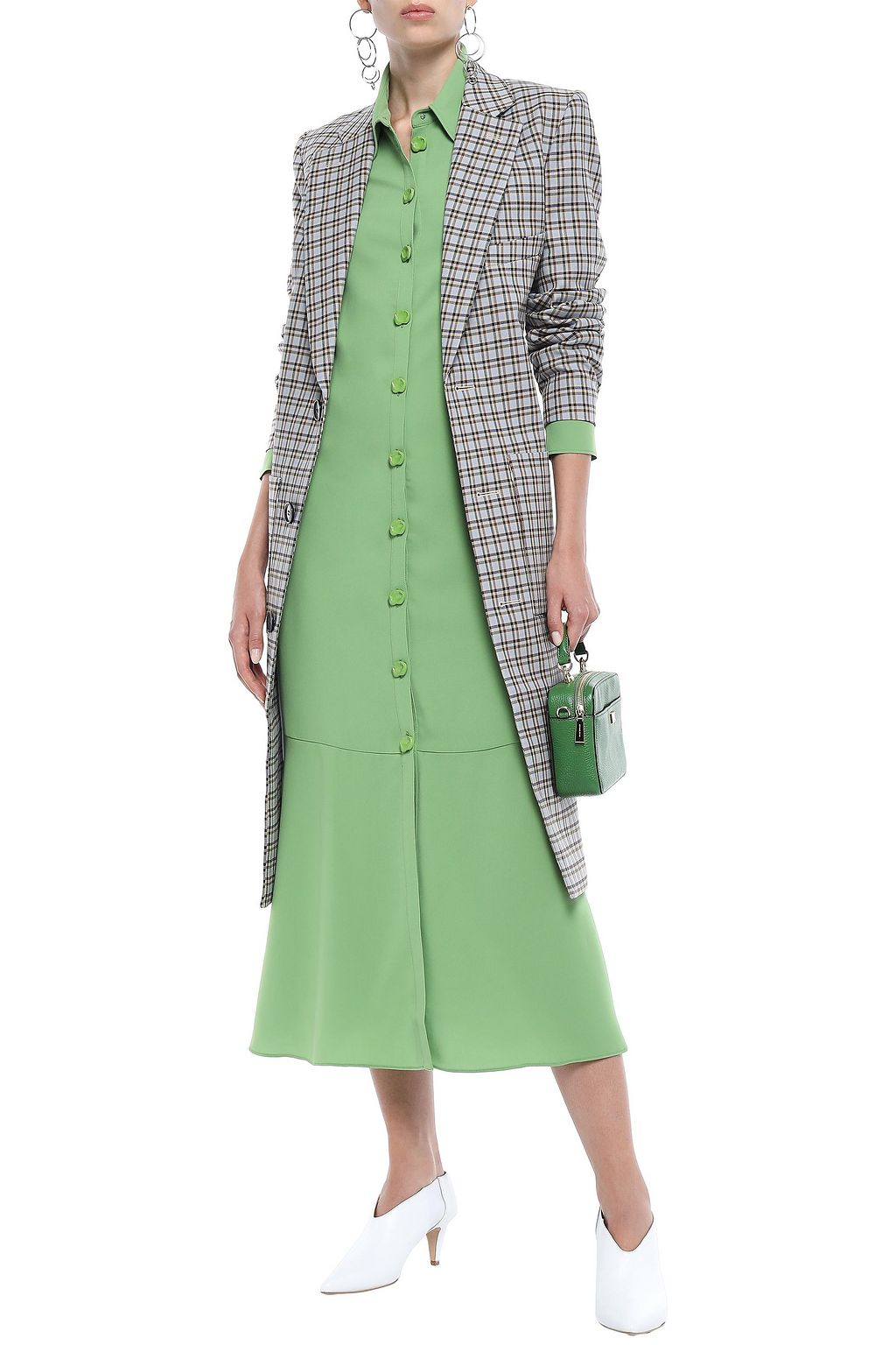 TIBI Zion checked cotton-blend coat
