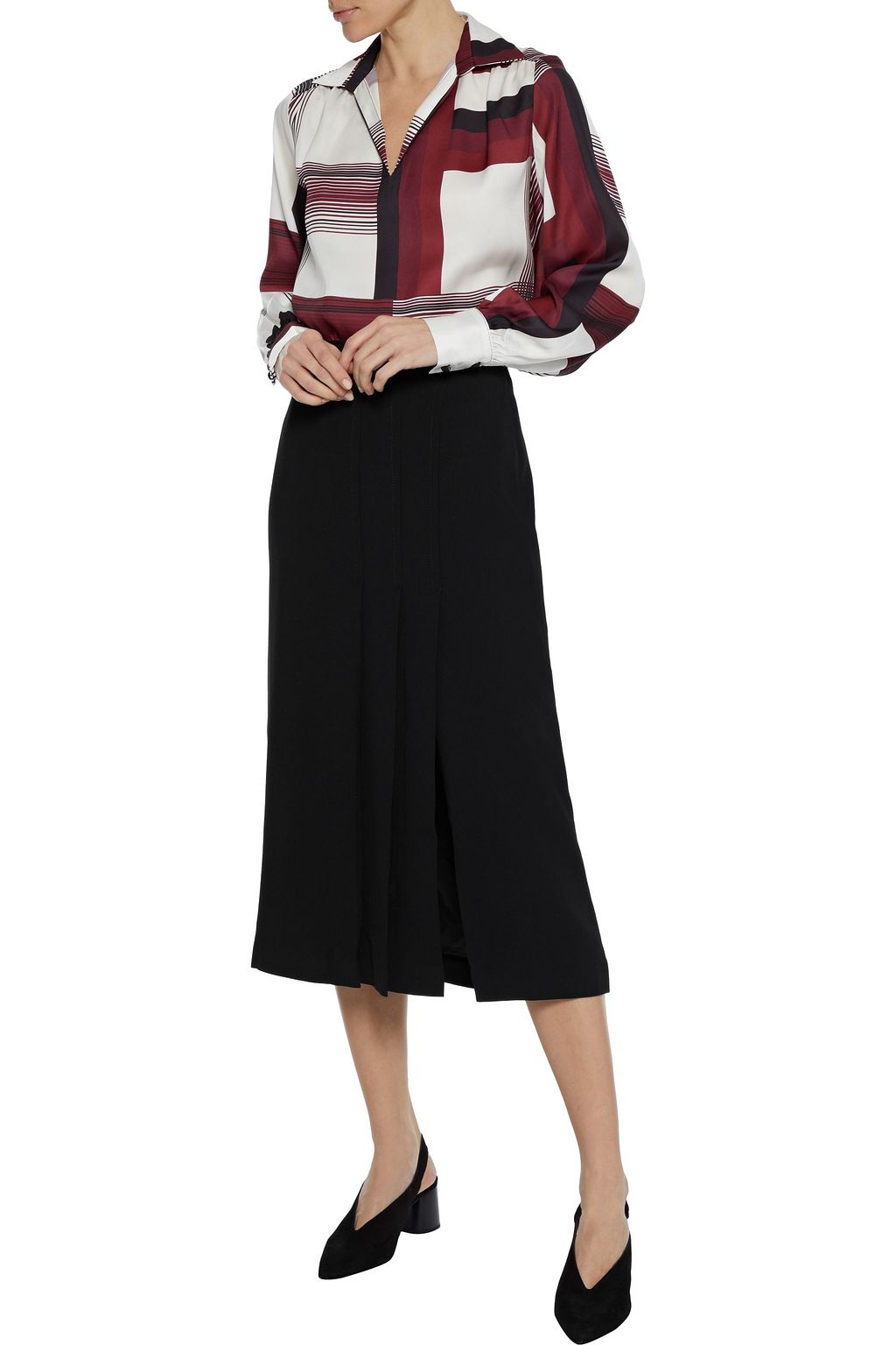 IRIS & INK Ethel pleated crepe midi skirt
