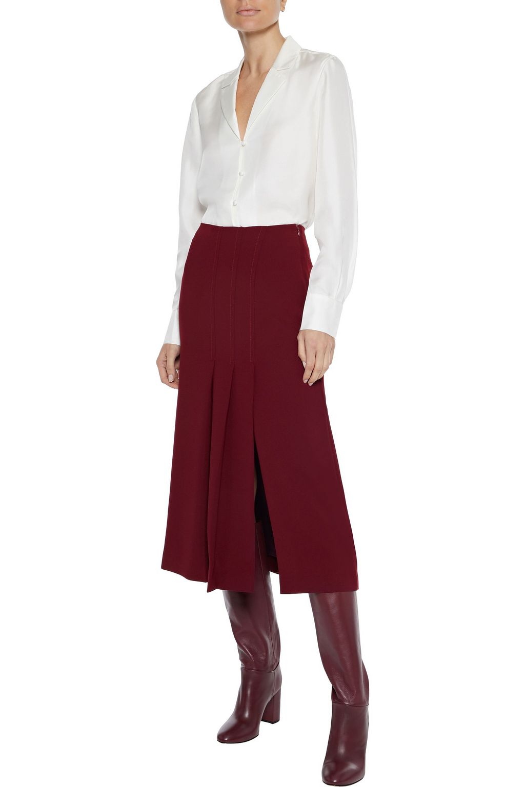 IRIS & INK Ethel pleated crepe midi skirt