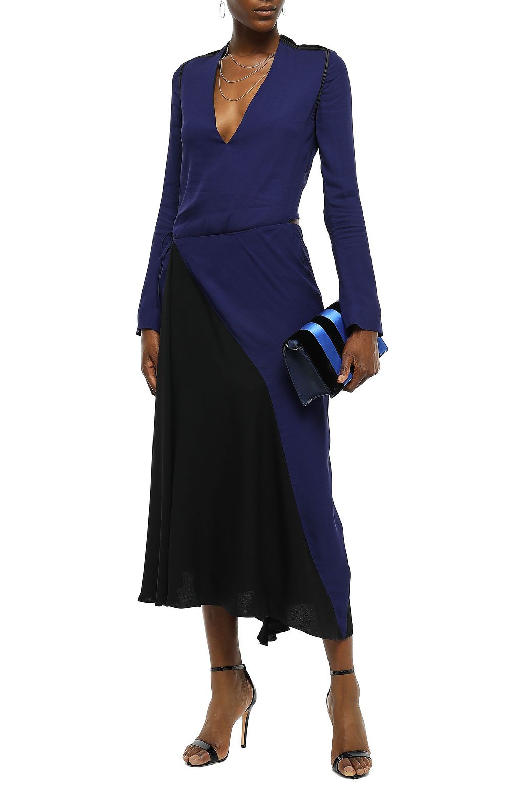 Indigo Wrap Effect Cutout Cady Midi Dress Sale Up To 70 Off The Outnet Haider Ackermann The Outnet