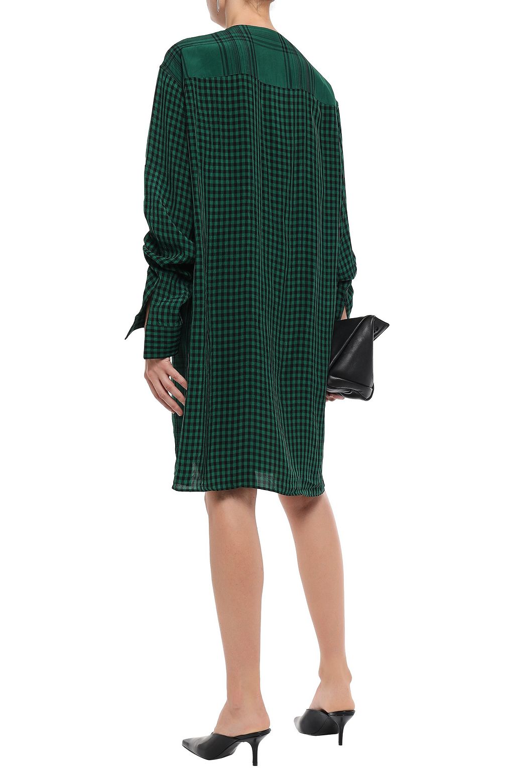 HAIDER ACKERMANN Checked crepe-paneled twill shirt dress