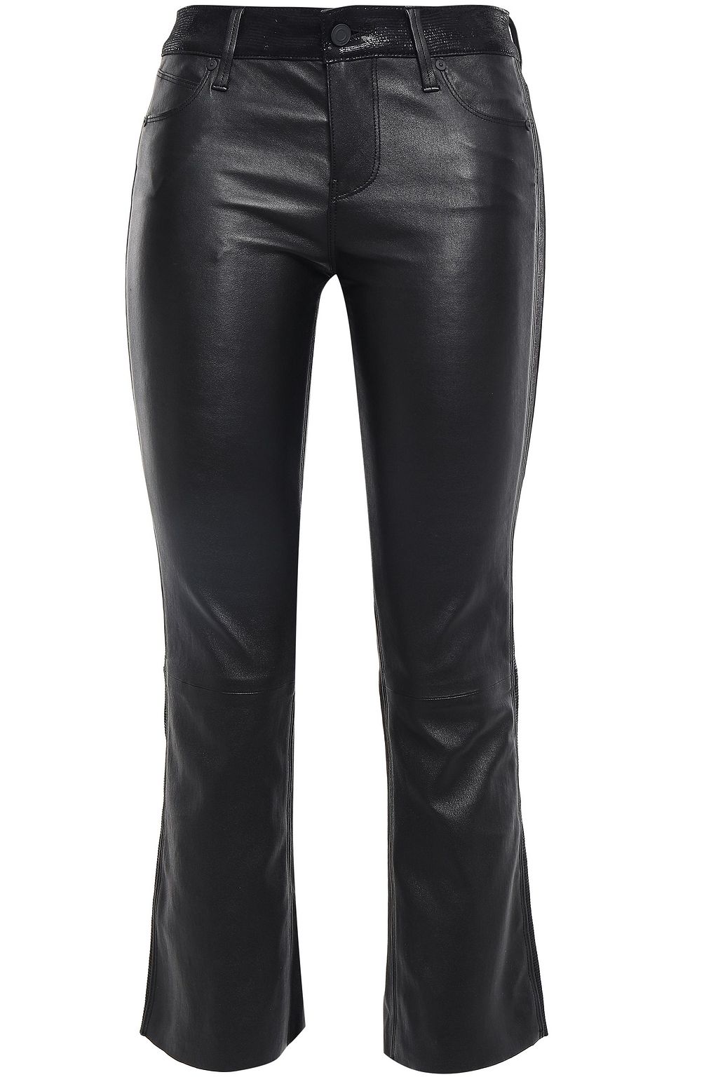 black leather bootcut pants