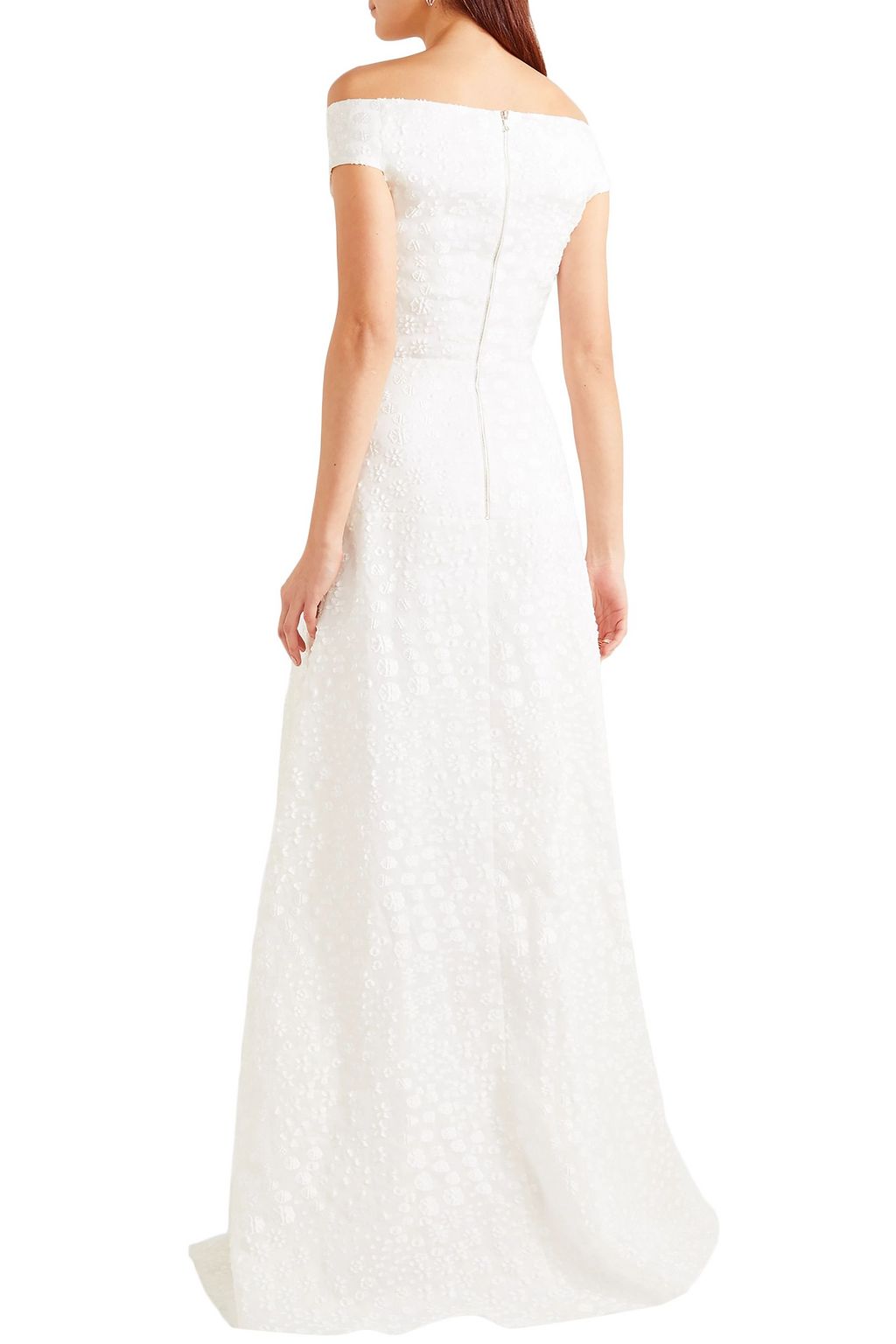 ROLAND MOURET Gildin off-the-shoulder pleated fil coupé organza gown