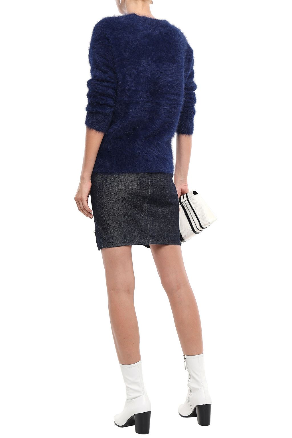 RTA Jolene asymmetric button-detailed denim mini skirt