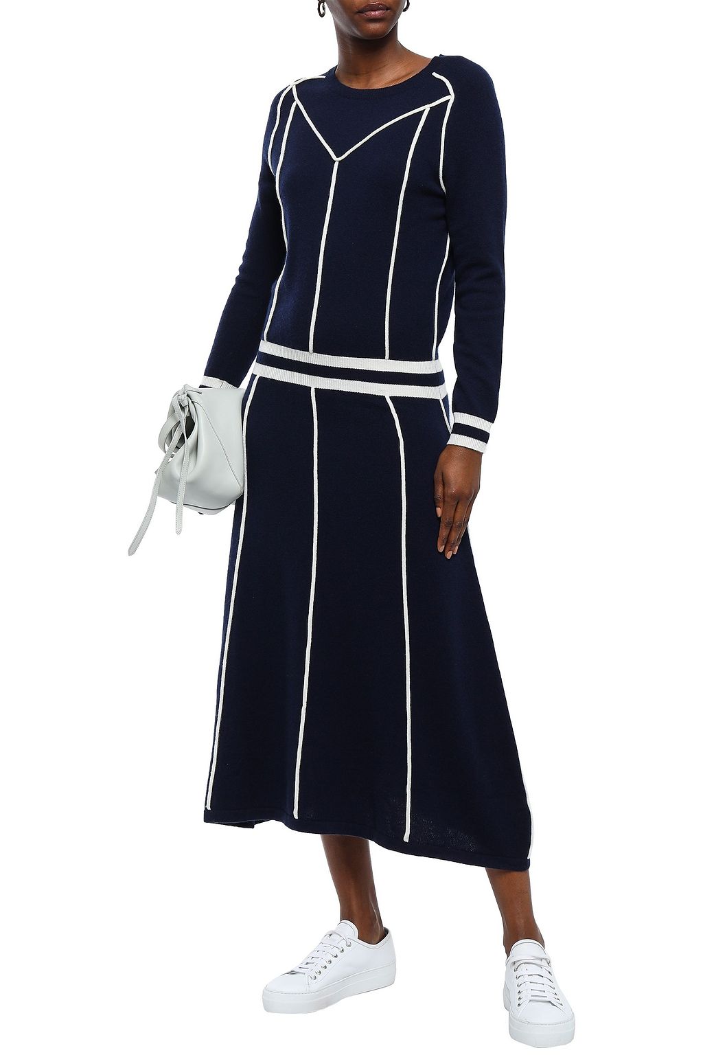 CHINTI & PARKER Striped wool and cashmere-blend midi dress