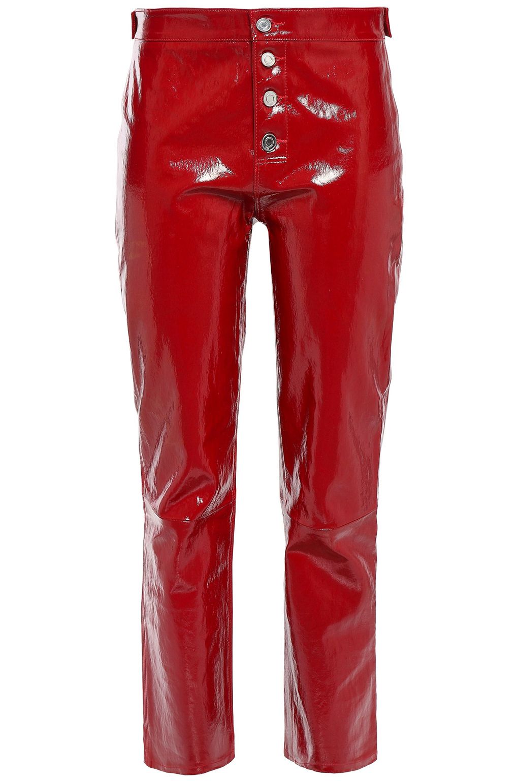 red shiny leather pants