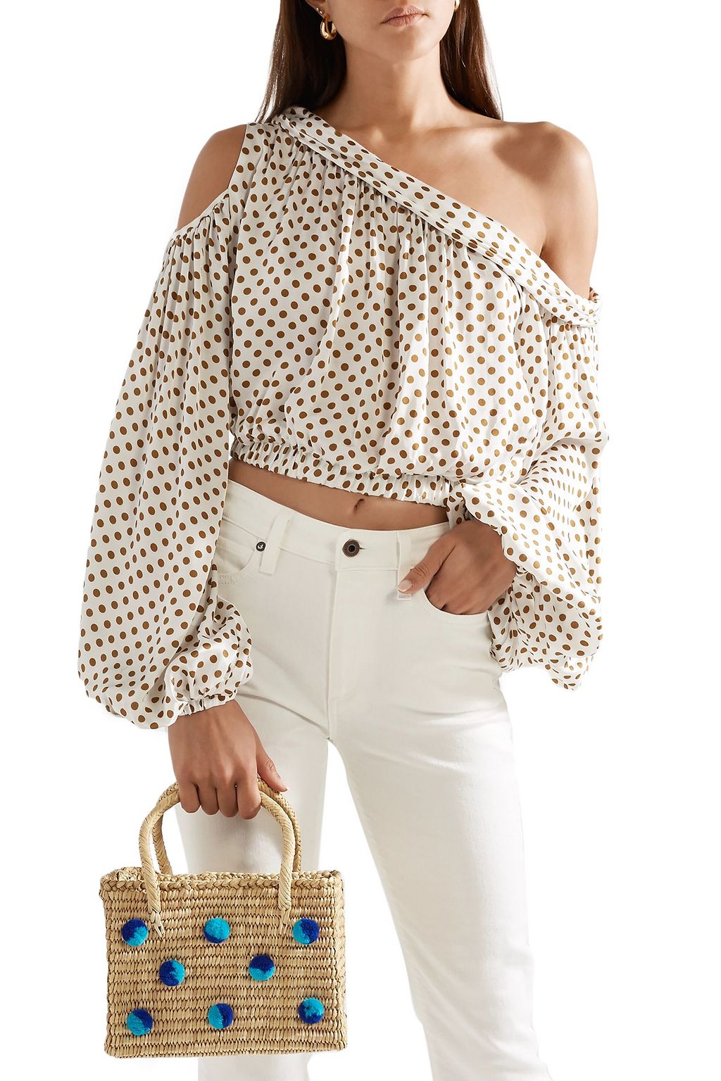 NANNACAY Baby Maldives pompom-embellished raffia tote