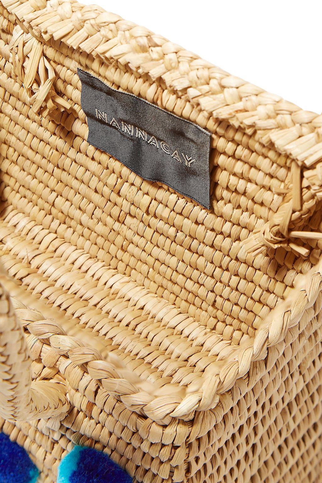 NANNACAY Baby Maldives pompom-embellished raffia tote
