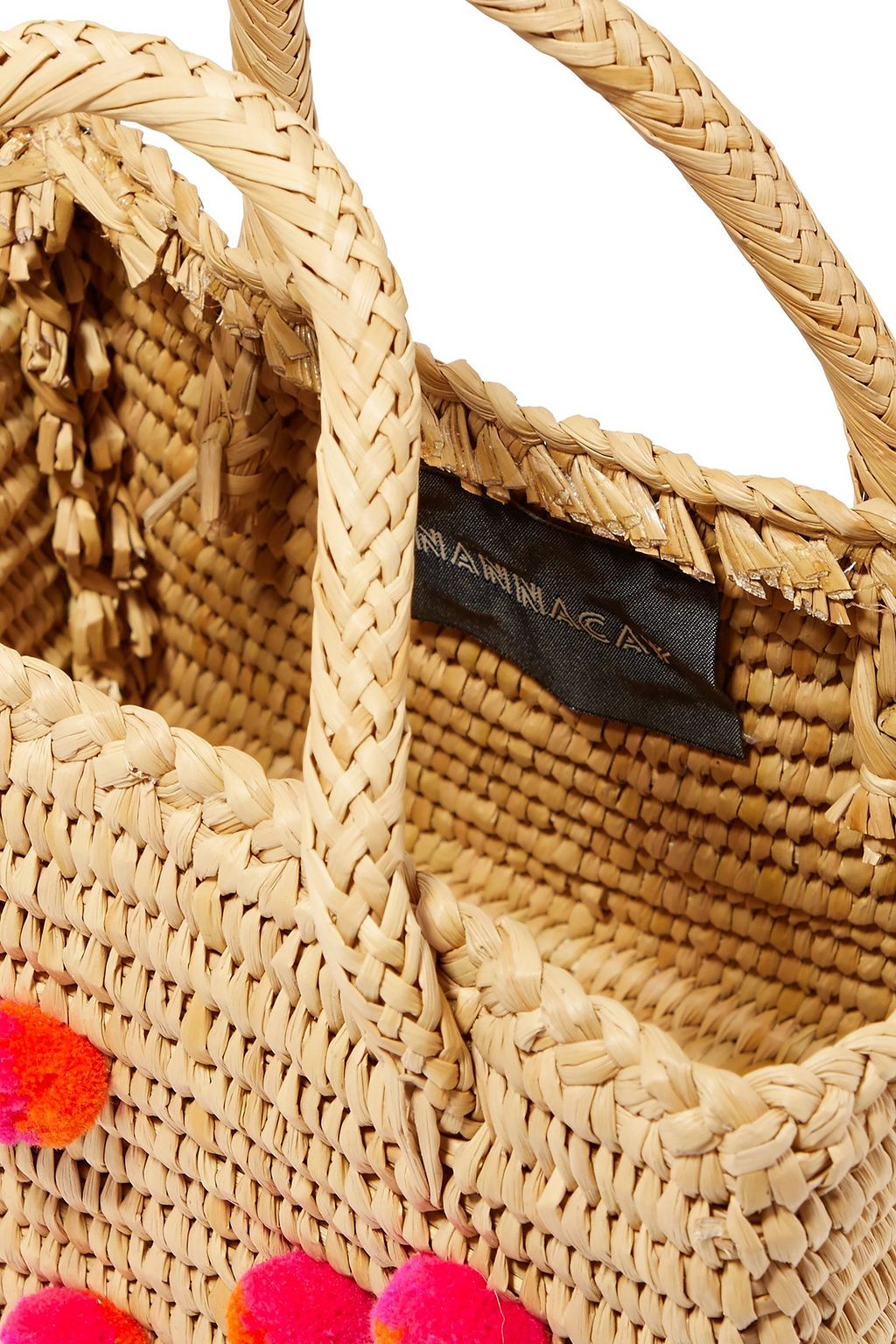 NANNACAY Baby Maldives pompom-embellished raffia tote
