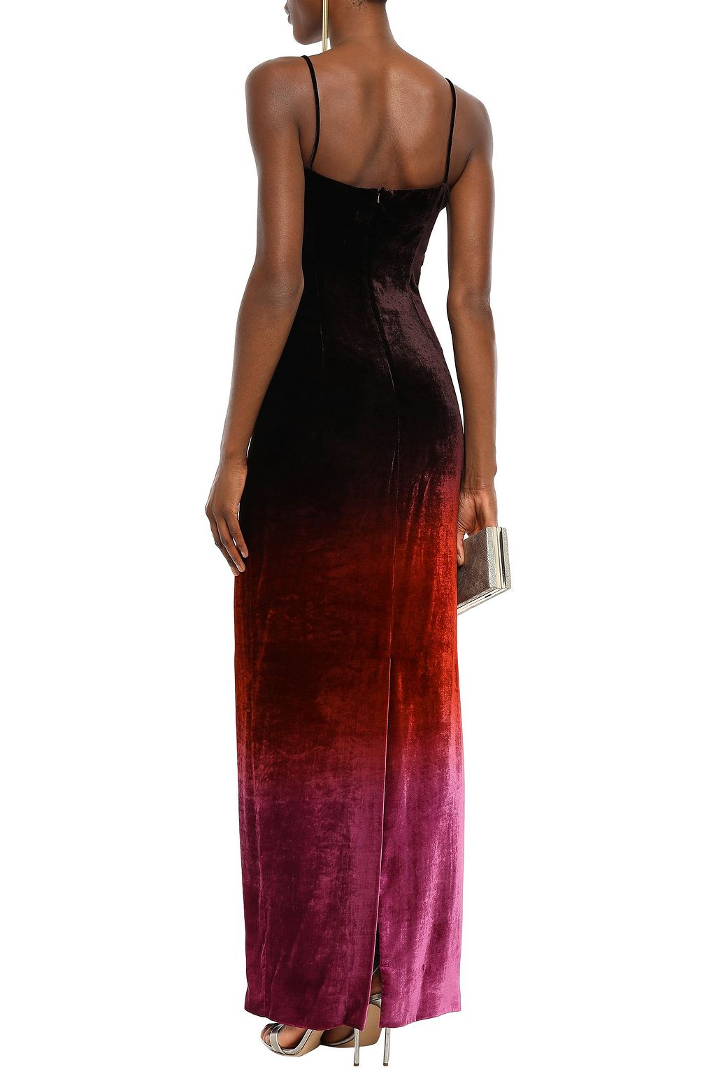 CUSHNIE Draped dégradé velvet gown