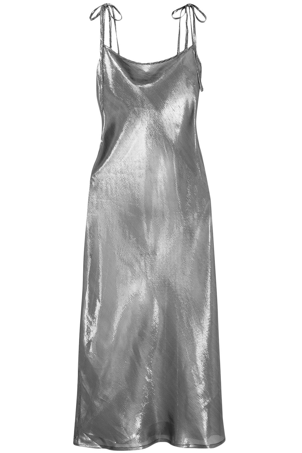 metallic silk dress