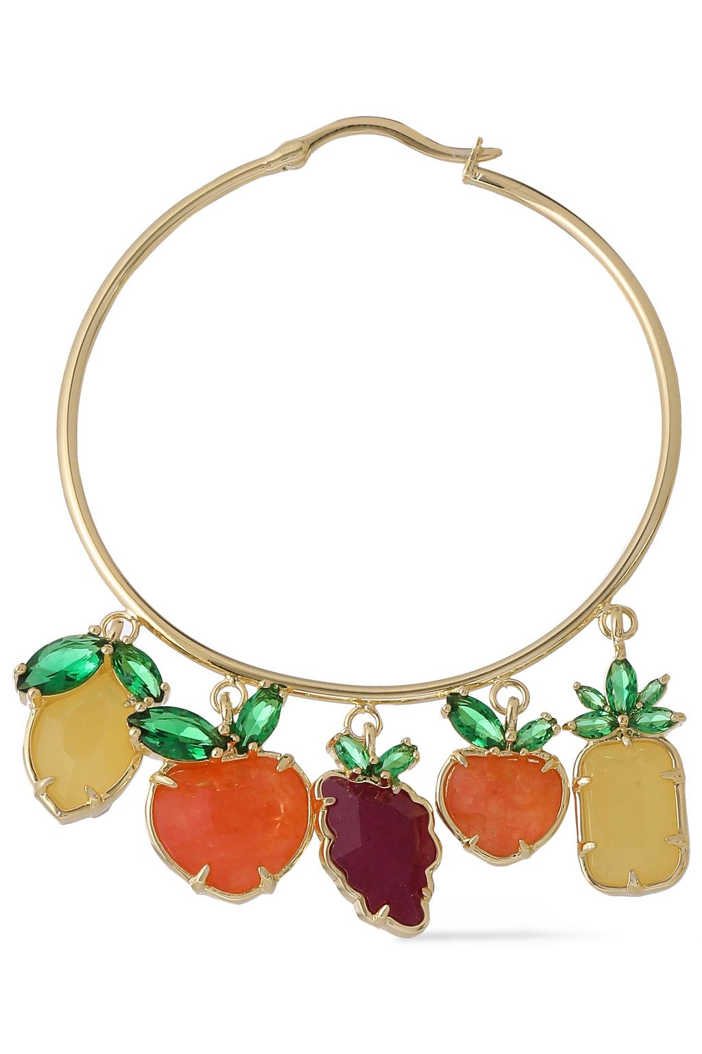 NOIR JEWELRY 14-karat gold-plated, crystal and stone hoop earrings