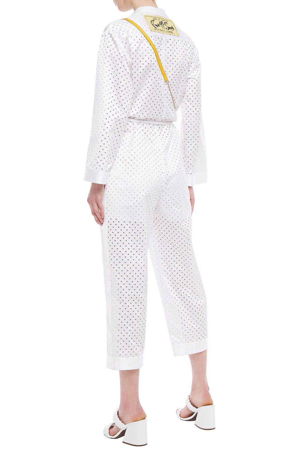 PUCCI Belted perforated cotton-blend sateen jumpsuit