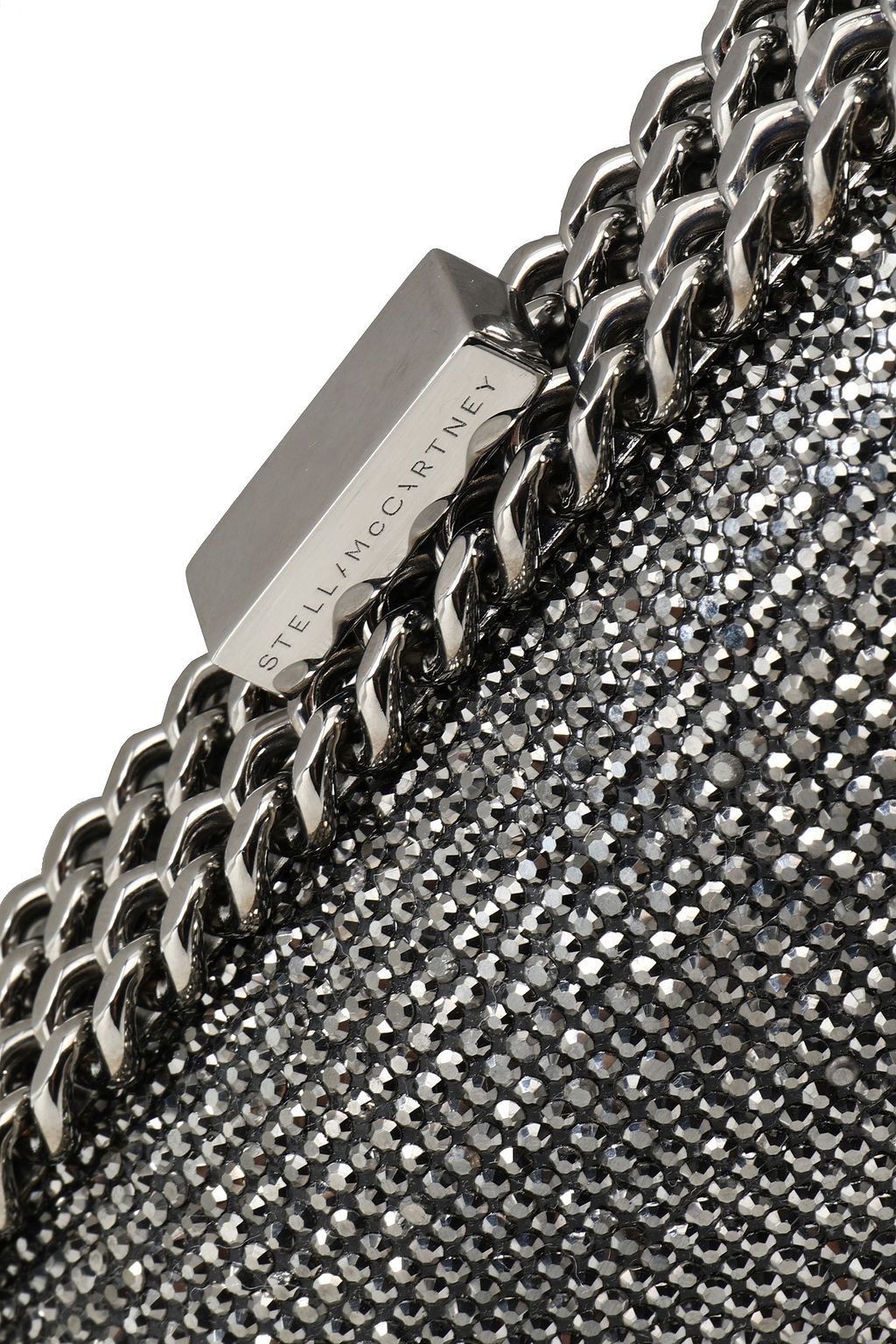 STELLA MCCARTNEY Crystal and chain-embellished faux leather shoulder bag