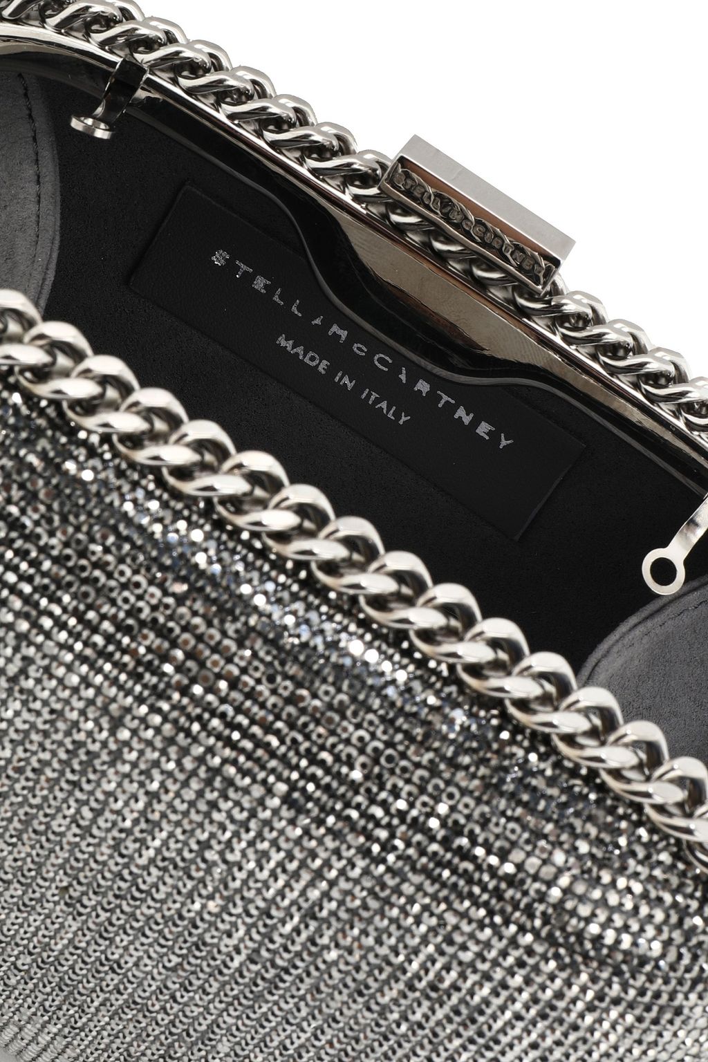 STELLA MCCARTNEY Crystal and chain-embellished faux leather shoulder bag