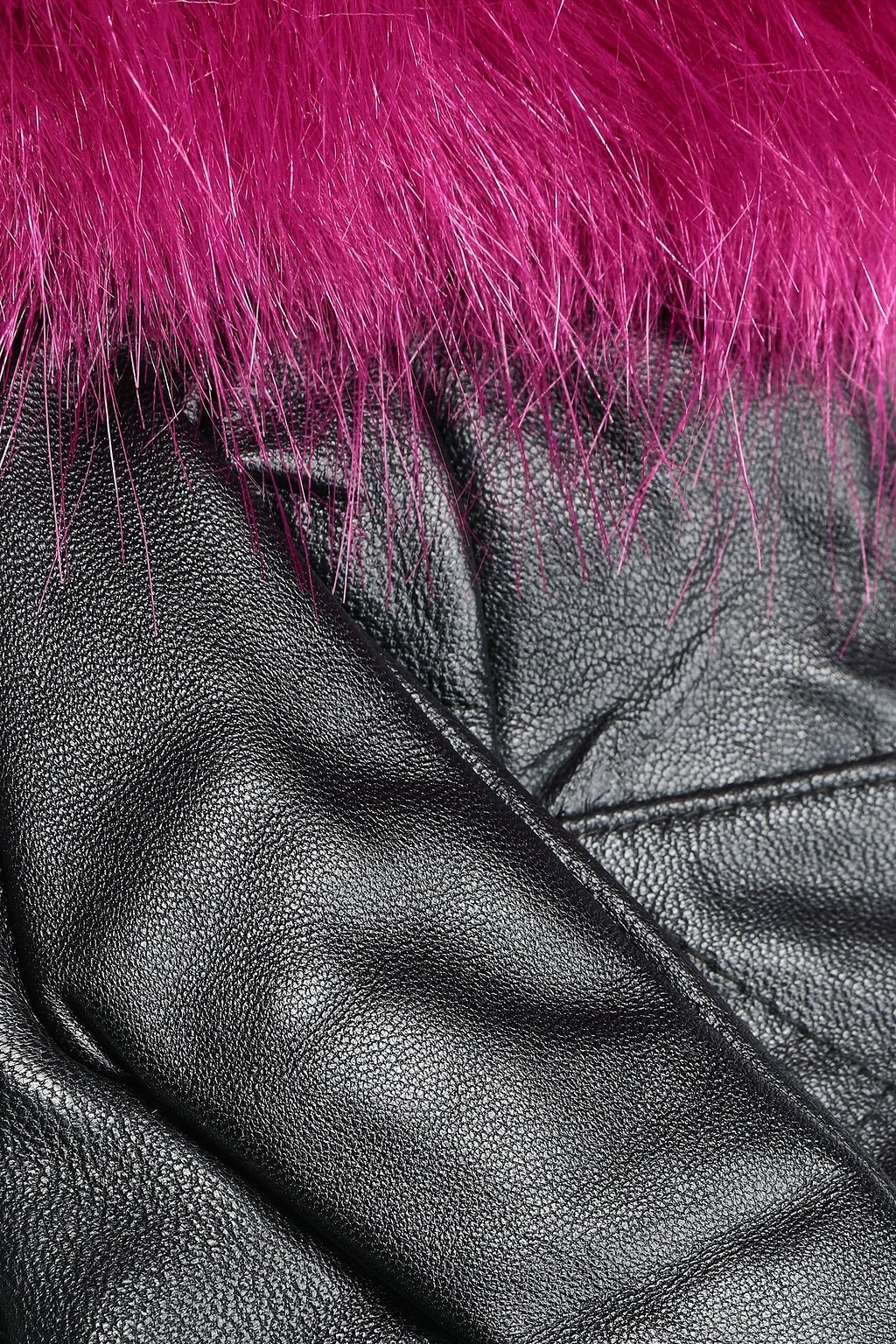 SURELL Faux fur-trimmed leather gloves