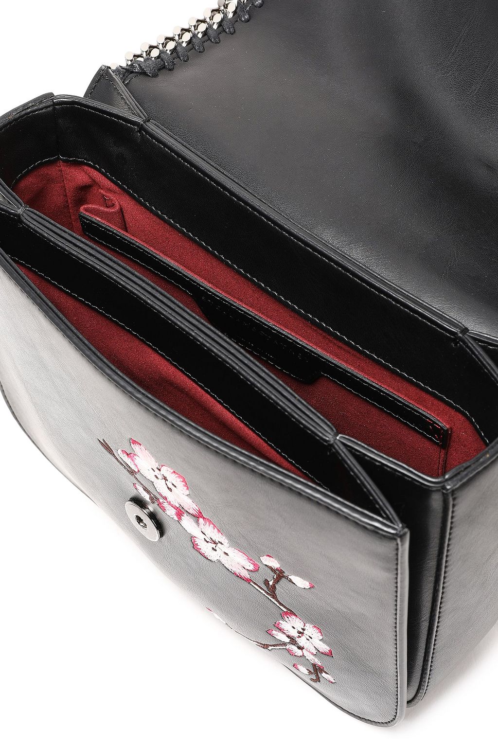 STELLA MCCARTNEY Studded embroidered faux leather shoulder bag