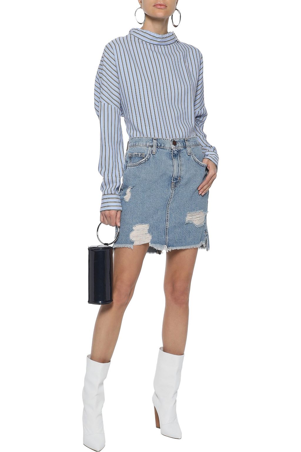 CURRENT/ELLIOTT The High Waist distressed denim mini skirt