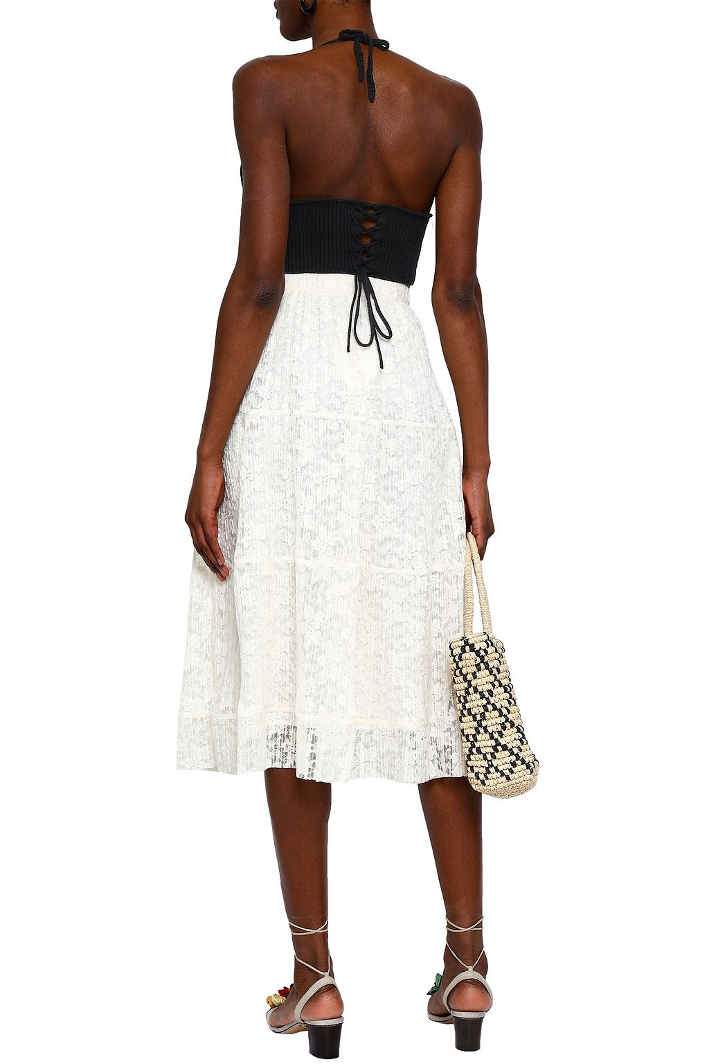 REDVALENTINO Cropped crocheted cotton halterneck top
