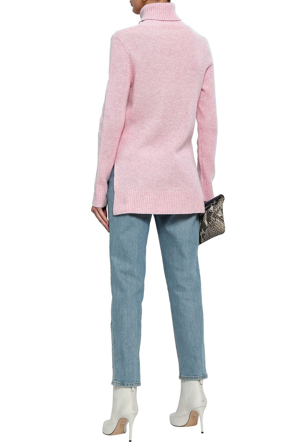 GANNI Mercer mélange ribbed merino wool-blend turtleneck sweater
