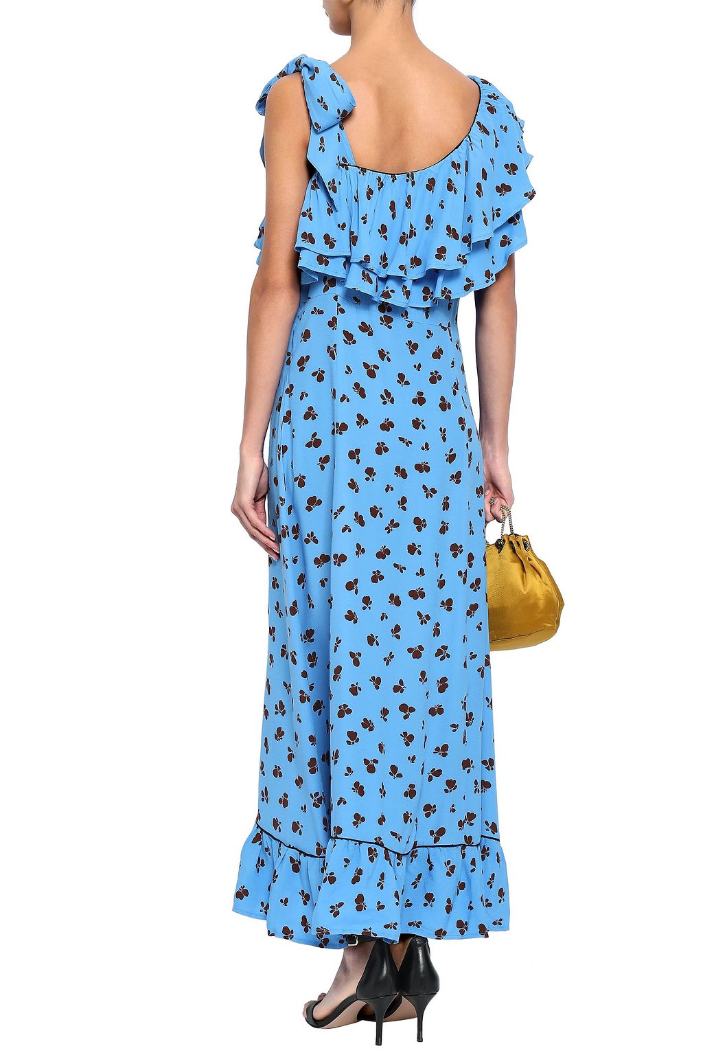 GANNI Roseburg one-shoulder floral-print washed-crepe maxi dress