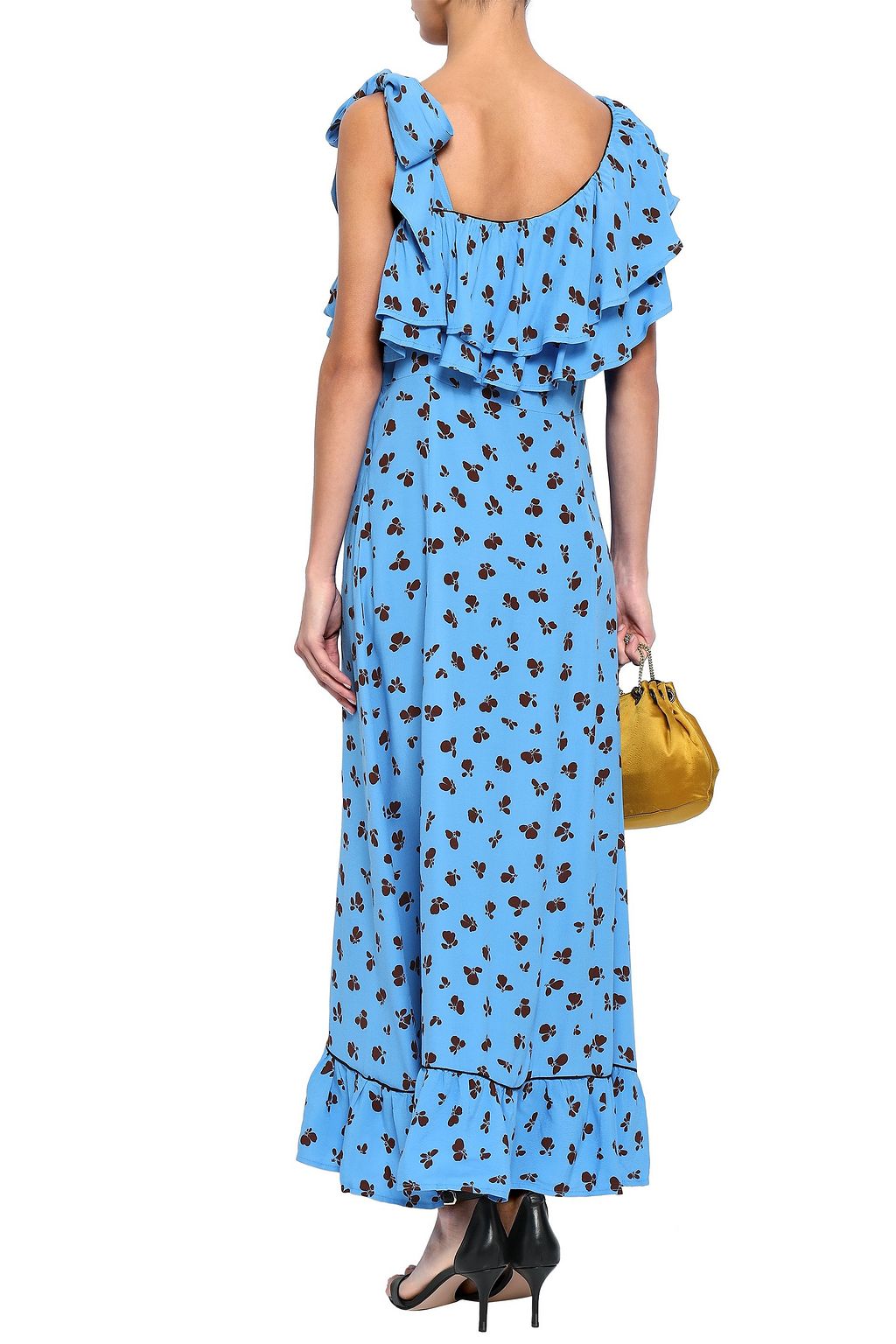 Azure Roseburg One Shoulder Floral Print Washed Crepe Maxi Dress Ganni The Outnet