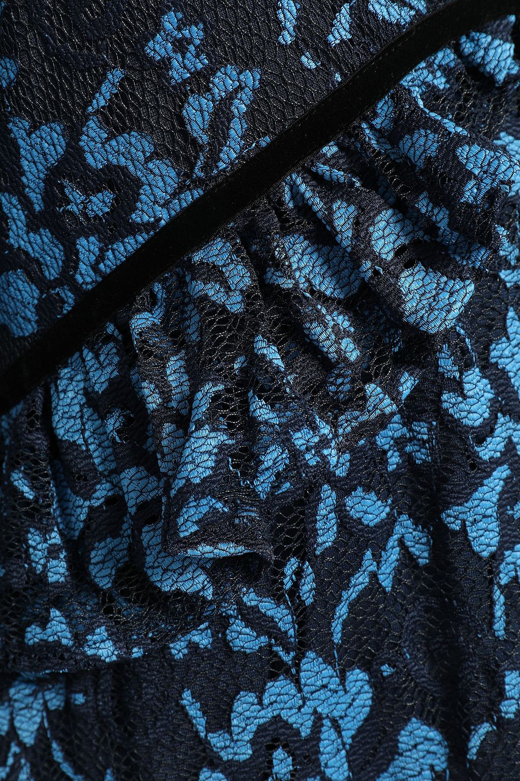 GANNI Flynn velvet-trimmed lace maxi dress