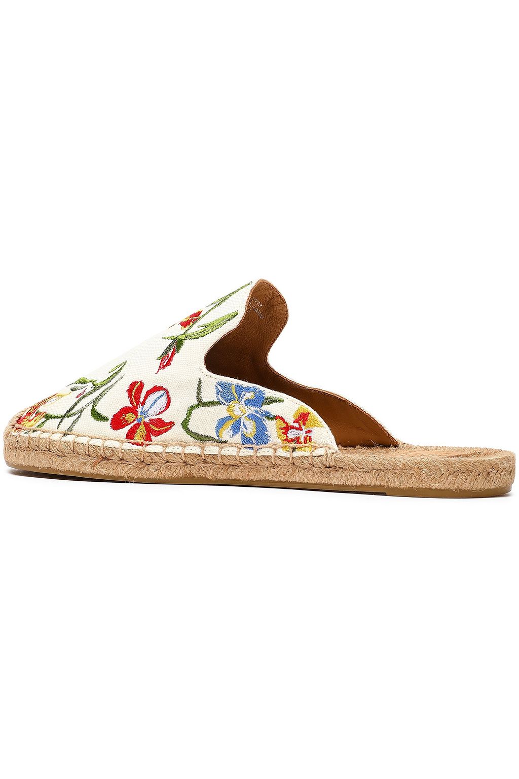 TORY BURCH Embroidered canvas espadrille slippers