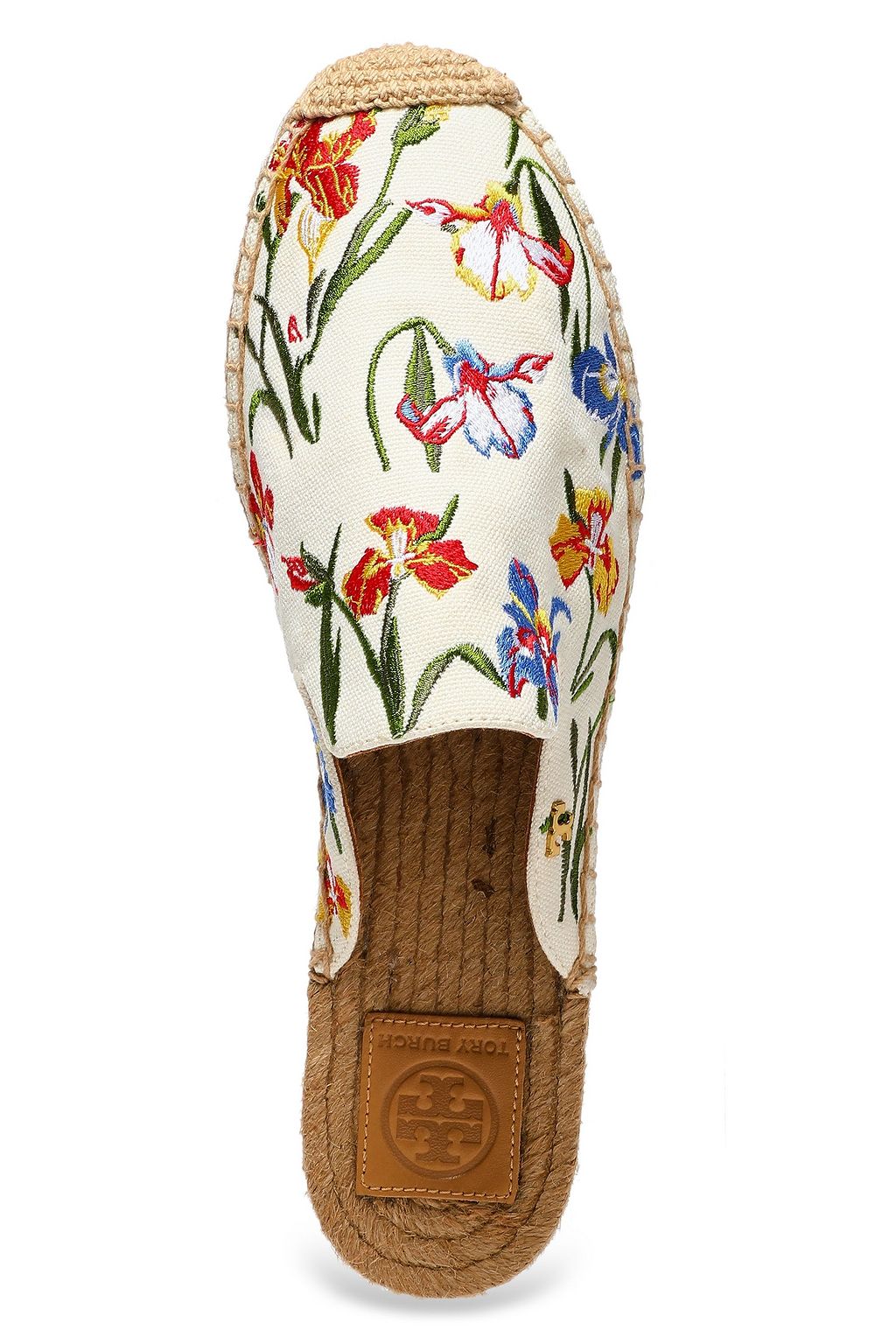 TORY BURCH Embroidered canvas espadrille slippers
