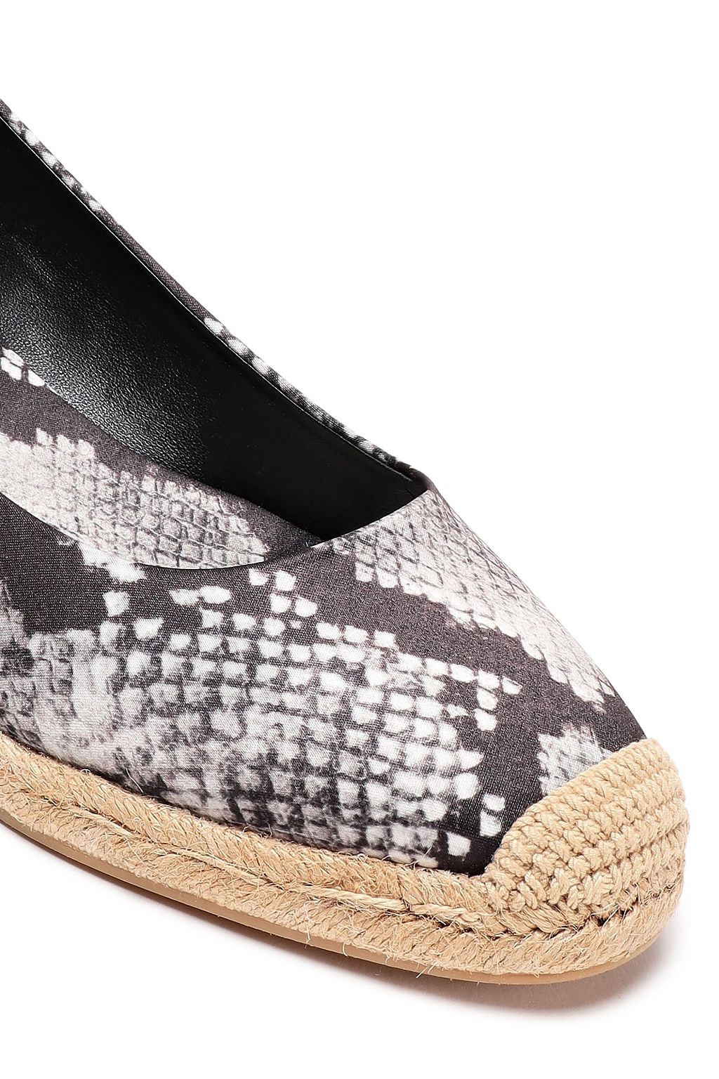 TORY BURCH Snake-print satin wedge espadrilles